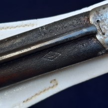 British Lee Enfield 1907 Pattern Bayonet, Chromed with Unusual Reverse Seam Scabbard 14